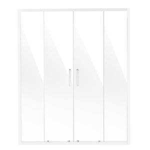 Semi-frameless Shower Door, 57.8-59 W x 70 H in, Double Sliding Glass Door with 1/4 in(6mm) Clear Tempered Glass, Waterproof Shatterproof NANO Stainproof with Stainless Steel Hardware, Chrome
