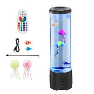 Sensory Bubble Tube Lamp, 16 Color Changing Light Effects, Water Fish Lamp with Built-in Bluetooth Speaker & White Noise, Fake Aquarium Tank Night Light for Bedroom Living Room Home Decor