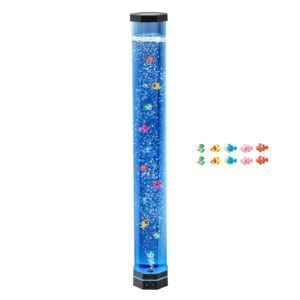 Sensory Bubble Tube Lamp, 3.3 ft Bubble Fish Tube, Sensory Aquarium Lamp with 10 Floating Fish & 16 Color Effects, Remote Control, Stress Relief Calming Light for Bedroom Living Room Home Decor