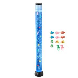 Sensory Bubble Tube Lamp, 4 ft Bubble Fish Tube, Sensory Aquarium Lamp with 10 Floating Fish & 16 Color Effects, Remote Control, Stress Relief Calming Light for Bedroom Living Room Home Decor