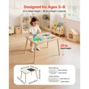 sensory table for toddlers wooden kids activity table with reversible double sided board storage bins and non slip feet for boys and girls playing sand and water drawing studying dining 2.jpg