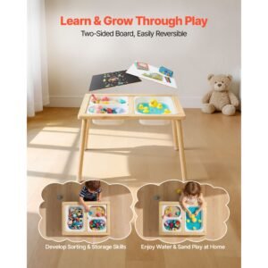 sensory table for toddlers wooden kids activity table with reversible double sided board storage bins and non slip feet for boys and girls playing sand and water drawing studying dining 3.jpg