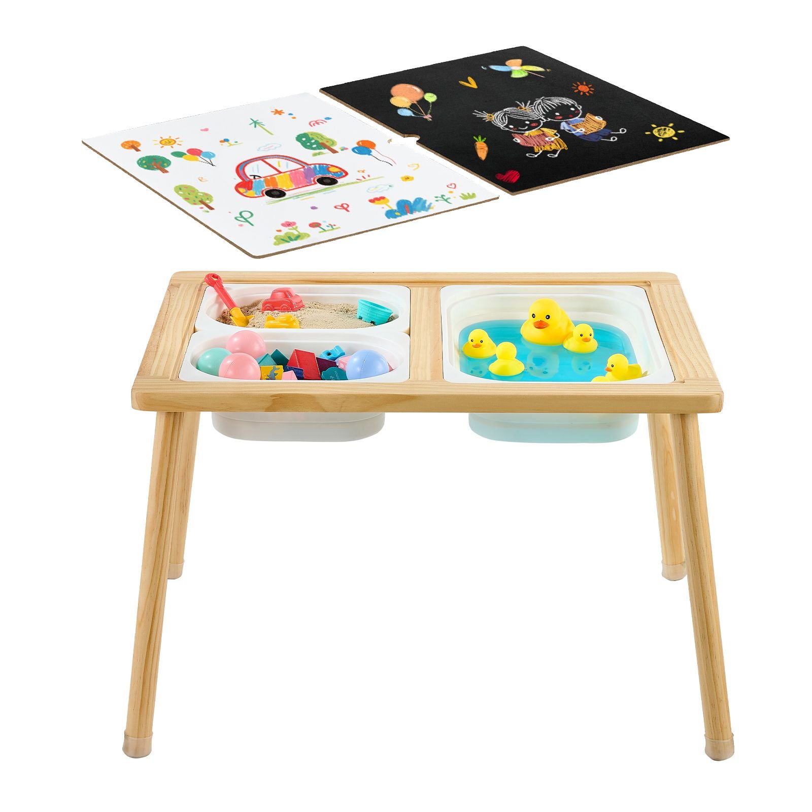 sensory table for toddlers wooden kids activity table with reversible double sided board storage bins and non slip feet for boys and girls playing sand and water drawing studying dining.jpg