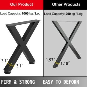 set of 2 steel table legs 28height 24wide dining table legs heavy duty 31 square box section x frame table legs 28x24x31 inch black color industrial country style metal dining leg 3.jpg