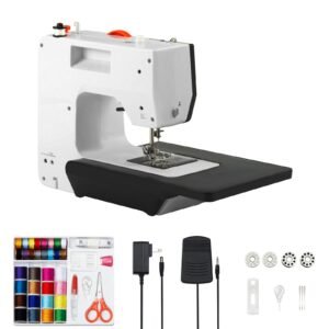 Sewing Machine, Portable Sewing Machine for Beginners with 38 Built-in Stitches & Reverse Sewing, Dual Speed Sewing Machine with Extension Table Foot Pedal, Accessory Kit Family Home Travel