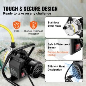 shallow well pump 11 hp 115v 978 gph 131 ft height 40psi max pressure portable stainless steel sprinkler booster jet pumps for garden lawn irrigation system lake fountain water transfer 3.jpg