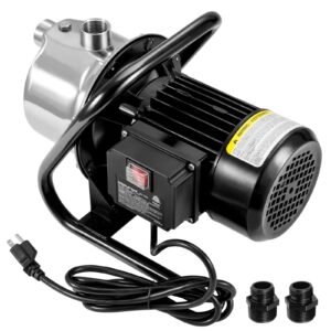 Shallow Well Pump, 1.5 HP 115V, 1200 GPH 164 ft Height, 87 psi Max Pressure, Portable Stainless Steel Sprinkler Booster Jet Pumps for Garden Lawn Irrigation system, Lake Fountain, Water Transfer
