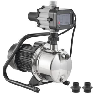 Shallow Well Pump, 1HP 115V, 1200 GPH 145 ft Head, Portable Stainless Steel Sprinkler Booster Jet Pumps with Automatic Controller for Garden Lawn Irrigation system, Water Transfer