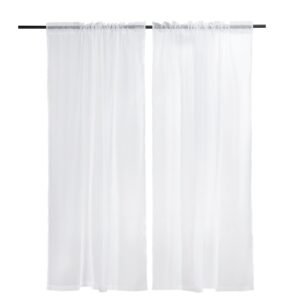 Sheer Curtains, 84 inches Long, 2 Panels Set Sheer White Curtains, Each 52" W x 84" L, Dual Rod Pocket Installation, 100% Polyester Window Drapes for Bedroom, Living Room, Balcony, Yard