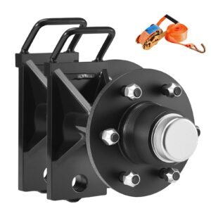Shipping Container Wheels 6-Lug Wheels Kit, Heavy Duty Shipping Container Axle with Ratchet Tie Down-Moves 20 ft - 40 ft, Secure Transport for Dock, Warehouse, Construction Site, Black