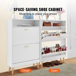 shoe cabinet with 2 flip drawers shoe storage cabinet for entryway free standing shoe storage organizer with top storage cubby for heels boots slippers in hallway living room 1.jpg