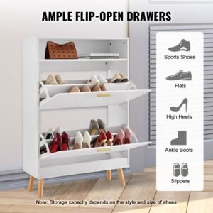 shoe cabinet with 2 flip drawers shoe storage cabinet for entryway free standing shoe storage organizer with top storage cubby for heels boots slippers in hallway living room 3.jpg