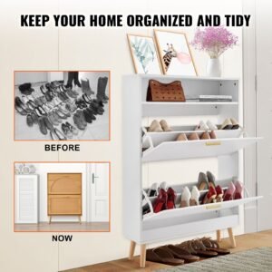 shoe cabinet with 2 flip drawers shoe storage cabinet for entryway free standing shoe storage organizer with top storage cubby for heels boots slippers in hallway living room 4.jpg