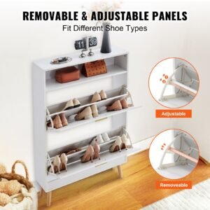 shoe cabinet with 2 flip drawers shoe storage cabinet for entryway free standing shoe storage organizer with top storage cubby for heels boots slippers in hallway living room 5.jpg