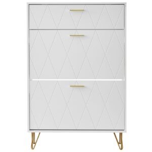 Shoe Cabinet with 3 Flip Drawers, Shoe Storage Cabinet for Entryway, Free Standing Shoe Storage Organizer for Heels, Boots, Slippers in Hallway, Living Room