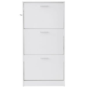 Shoe Cabinet with 3 Flip Drawers, Shoe Storage Cabinet for Entryway, Free Standing Shoe Storage Organizer with Side Hooks for Heels, Boots, Slippers in Hallway, Living Room