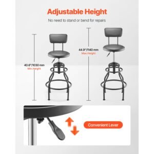 shop stool with backrest pneumatic garage seatwork stool with 300 lbs capacity adjustable height roller creeper seat 360 swivel padded workshop stool for garage shop auto repair black 1.jpg