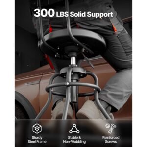 shop stool with backrest pneumatic garage seatwork stool with 300 lbs capacity adjustable height roller creeper seat 360 swivel padded workshop stool for garage shop auto repair black 5.jpg
