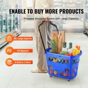 shopping baskets 6pcs 39l shopping carts with handles plastic rolling shopping basket with wheels large portable shopping basket set for supermarkets retail stores grocery shopping blue 1.jpg