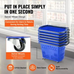 shopping baskets 6pcs 39l shopping carts with handles plastic rolling shopping basket with wheels large portable shopping basket set for supermarkets retail stores grocery shopping blue 4.jpg