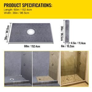 shower curb kit 38x60 watertight shower curb overlay with 4 abs central bonding flange 4 stainless steel grate 2 cuttable shower curb and trowel shower pan slope sticks fit for bathr 5.jpg