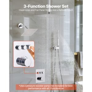 shower faucet set 12 inch thermostatic ceiling mount rainfall shower system with 6 inch wall mount head and 2 in 1 handheld spray 3 function dual rain head brass valve and trim kit chrome 1.jpg