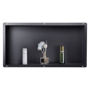 Shower Niche, 13 x 25 x 4 inch Frameless Recessed Wall Niche, Heavy-duty Stainless Steel Modern Shampoo Storage Organizer, Sealed Waterproof, Durable & Easy to Install, Black for Bathroom