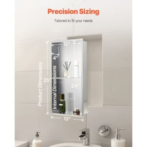 shower niche 13 x 25 x 4 inch recessed wall niche double layer with hollowed out dividerheavy duty stainless steel modern shampoo storage organizerwaterproof silver for bathroom 5.jpg
