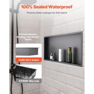 shower niche 13 x 25 x 4 inch recessed wall niche heavy duty stainless steel modern soap shampoo storage organizer sealed waterproof durable easy to installblack for bathroom 1.jpg
