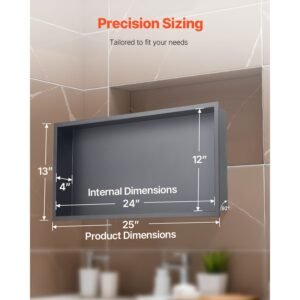 shower niche 13 x 25 x 4 inch recessed wall niche heavy duty stainless steel modern soap shampoo storage organizer sealed waterproof durable easy to installblack for bathroom 5.jpg