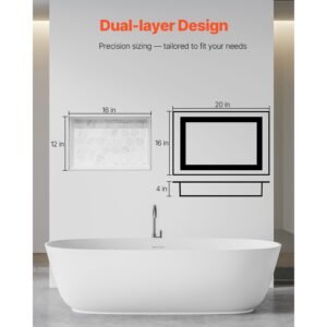 shower niche 16 x 20 x 4 inch recessed wall niche with movable divider shelf modern soap shampoo storage organizer square corners sealed waterproof design black for bathroom shower 5.jpg