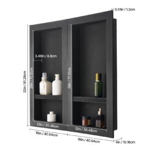 shower niche 16 x 32 inch 16 x 32 inch recessed wall niche with movable shelf 4 inch thick modern soapshampoo storage organizersquare cornerssealed waterproofblack for bathroom shower 4.jpg