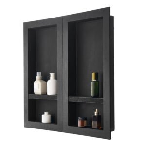 shower niche 16 x 32 inch 16 x 32 inch recessed wall niche with movable shelf 4 inch thick modern soapshampoo storage organizersquare cornerssealed waterproofblack for bathroom shower 5.jpg