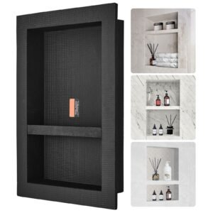 shower niche ready for tile 16 x 24 double shelf organizer square corners wall inserted niche recessed sealed protection modern soap storage niche for shower bathroom black 1.jpg