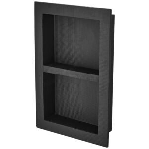 shower niche ready for tile 16 x 24 double shelf organizer square corners wall inserted niche recessed sealed protection modern soap storage niche for shower bathroom black 2.jpg