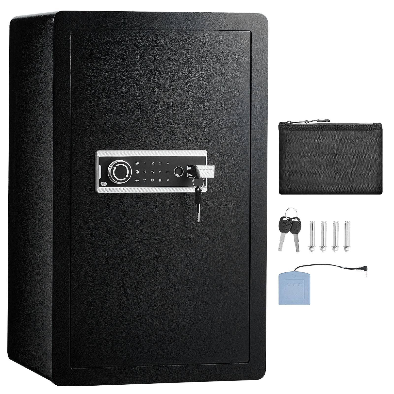 single door 40 cuft safe box with key lock password fingerprint safe lock box with fireproof bag key rack led light and 2 shelves for money documents jewelry and valuables black.jpg