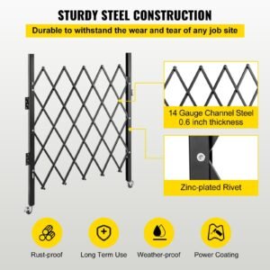 single folding security gate 48 h x 37 w folding door gate steel accordion security gate flexible expanding security gate 360 rolling barricade gate scissor gate or door with padlock 3.jpg