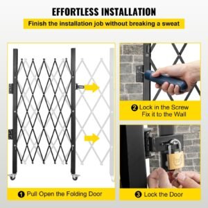 single folding security gate 48 h x 66 w folding door gate steel accordion security gate flexible expanding security gate 360 rolling barricade gate scissor gate or door with padlock 5.jpg