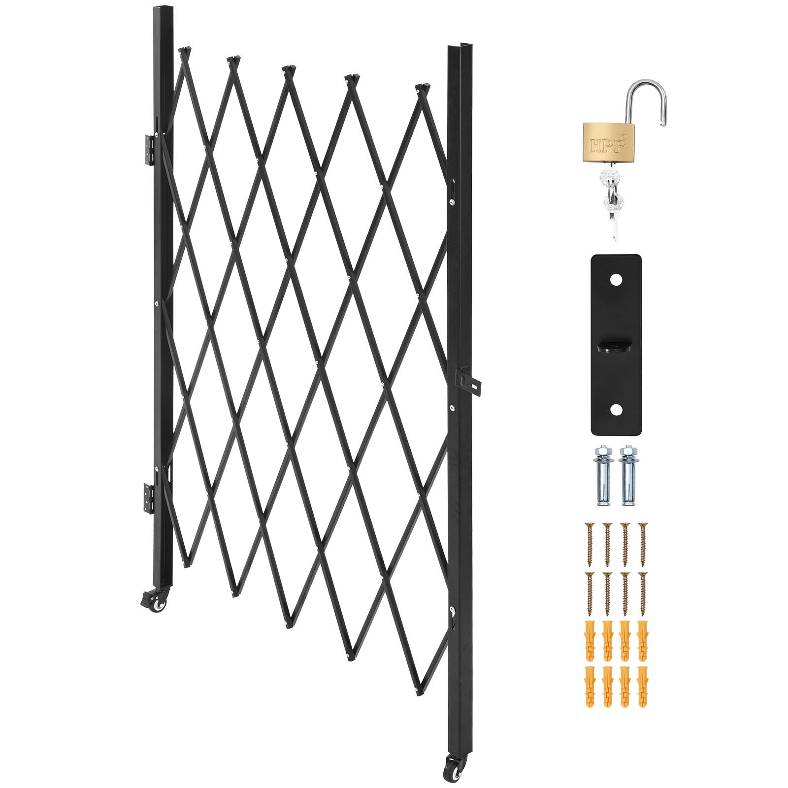 single folding security gate lockable scissor gate with 360 swivel casters outdoor barricade steel retractable gates for entry security garage warehouse pool 4961 x 7776 in w x h.jpg
