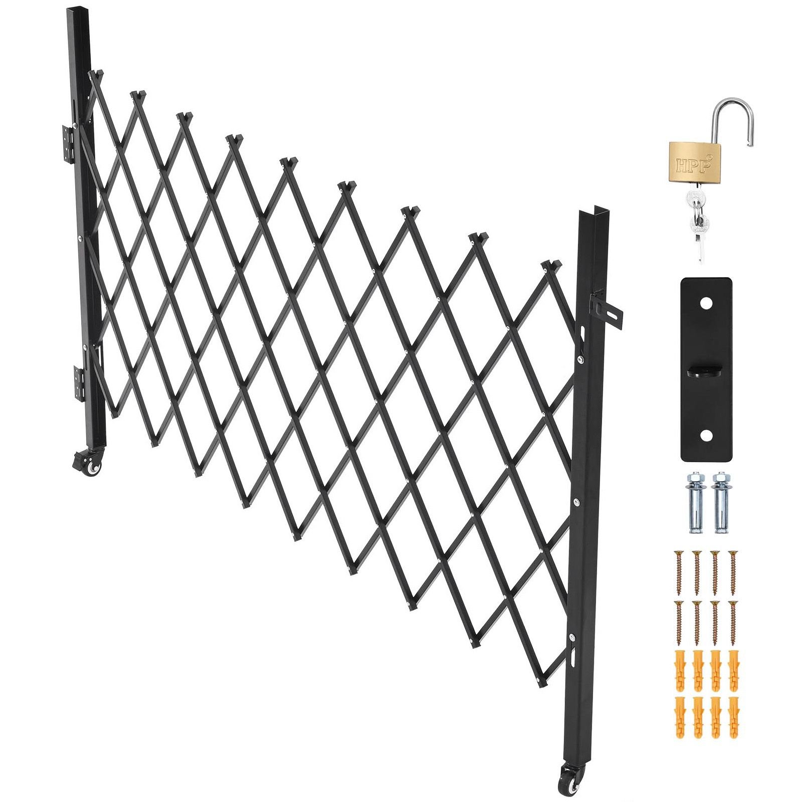 single folding security gate lockable scissor gate with 360 swivel casters outdoor barricade steel retractable gates for entry security garage warehouse pool 7480 x 5157 in w x h.jpg