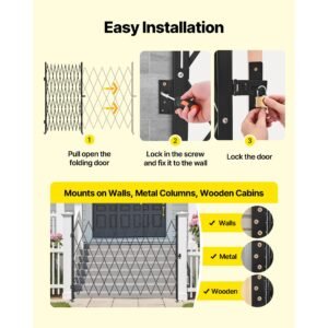 single folding security gate lockable scissor gate with 360 swivel casters outdoor barricade steel retractable gates for entry security garage warehouse pool 9449 x 8681 in w x h 4.jpg