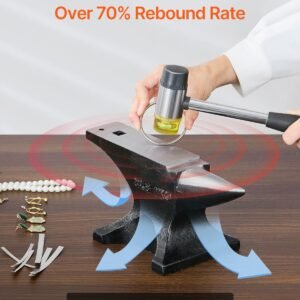 single horn anvil 25lbs cast steel anvil high hardness rugged round horn anvil for blacksmiths with stable base metal working tool for metal bending shaping twisting craft projects 2.jpg