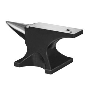 Single Horn Anvil, 66Lbs Cast Steel Anvil, High Hardness Rugged Round Horn Anvil Blacksmith, with Round and Square Hole, Large Countertop and Stable Base, Metalsmith Tool for Bending and Shaping