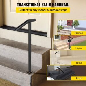 single post 1 2 black steel railing 441lbs capacity baking varnish iron stairs stylish handrails for outdoor steps with expansion bolts drill bit 1.jpg