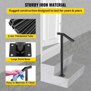 single post 1 2 black steel railing 441lbs capacity baking varnish iron stairs stylish handrails for outdoor steps with expansion bolts drill bit 2.jpg