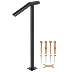 single post 1 2 black steel railing 441lbs capacity baking varnish iron stairs stylish handrails for outdoor steps with expansion bolts drill bit 4.jpg