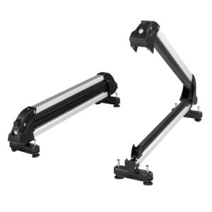 Ski and Snowboard Roof Rack, 31.7-Inch Universal Ski Rack for Car Roof Fit Most Crossbars, Carry up to 6 Pairs of Skis or 4 Snowboards, Aluminum Snowboard Ski Rack with Lock & Rubber Padding