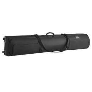 Ski Roller Bag, Up to 68.9 in/175 cm, Padded Snowboard Bag with Wheels for Air Travel, 600D Waterproof Oxford Fabric, with Adjustable Straps, for Skis Poles Goggles Gloves Helmet Boots (Black)