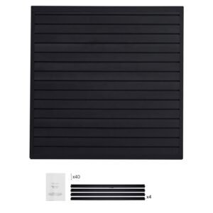 Slat Wall Paneling, 4 x 4 ft, PVC Garage Slatwall with Modular Design, Black Slat Wall Easy-to-Install Adjustable Slatwall Panel with Coupling Structure & DIY Cutting, Fits for Storage & Display