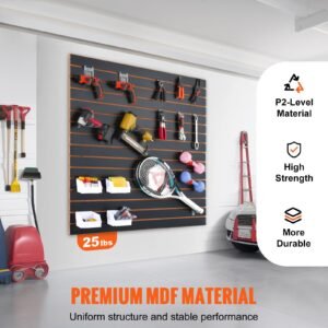 Slatwall Panels, 4 ft x 2 ft Black Garage Wall Panels 24"H x 48"L (Set of 2 Panels), Heavy Duty Garage Wall Organizer Panels Display for Retail Store, Garage Wall, and Craft Storage Organization